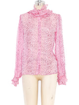 Animal Printed Ruffled Chiffon Blouse Top arcadeshops.com