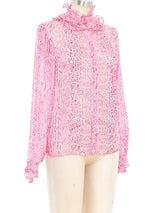 Animal Printed Ruffled Chiffon Blouse Top arcadeshops.com