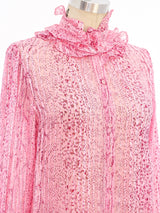 Animal Printed Ruffled Chiffon Blouse Top arcadeshops.com