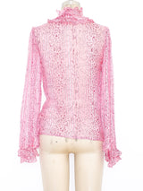 Animal Printed Ruffled Chiffon Blouse Top arcadeshops.com