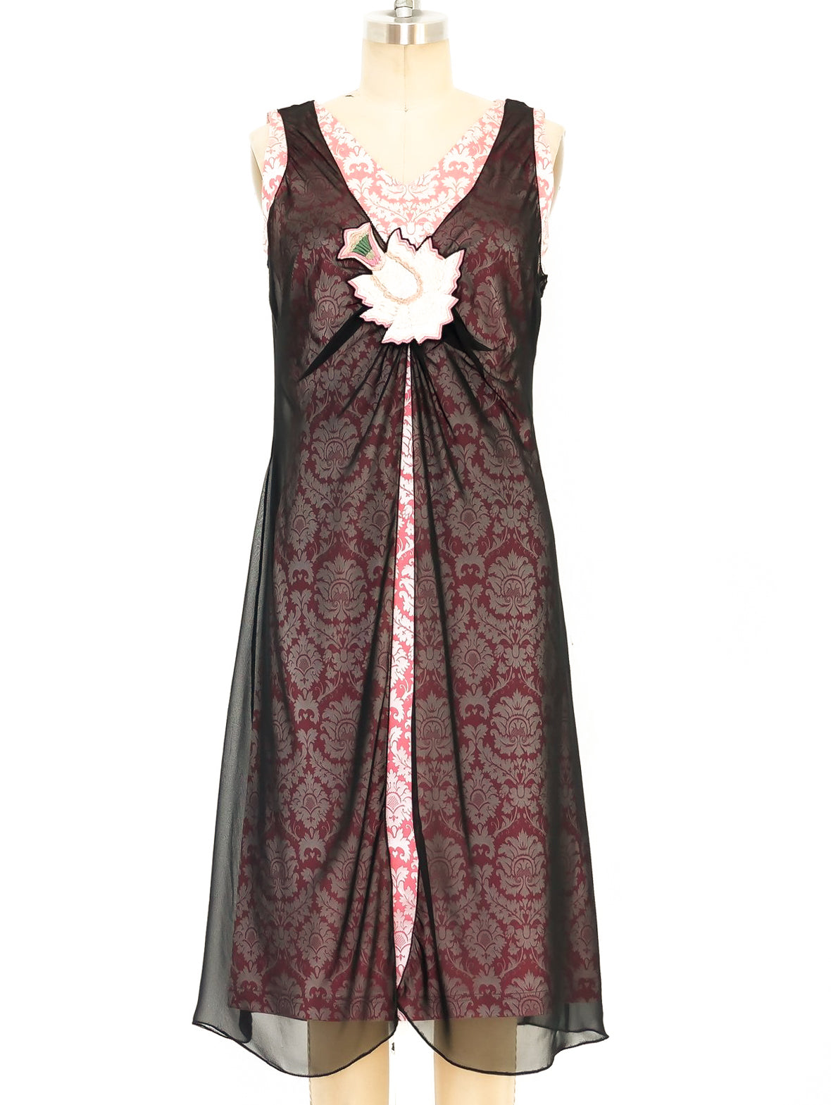 strapless open back dress Alexander McQueen Sheer Overlay Damask Dress