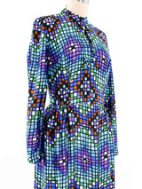 1970's Windowpane Printed Maxi Dress Dress arcadeshops.com