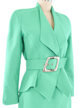 Thierry Mugler Teal Structural Skirt Suit Suit arcadeshops.com