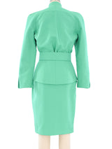 Thierry Mugler Teal Structural Skirt Suit Suit arcadeshops.com