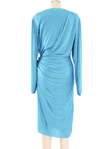 Turquoise Jersey Ruched Wrap Dress Dress arcadeshops.com