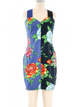 Gianni Versace Colorblock Floral Printed Mini Dress Dress arcadeshops.com