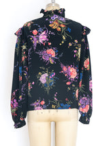 Ungaro Floral Ruffle Silk Top Top arcadeshops.com