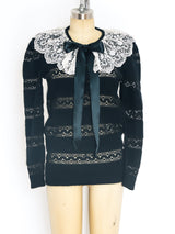 Valentino Cashmere and Lace Sweater Top arcadeshops.com