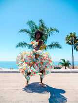 1977 Yves Saint Laurent Floral Flamenco Gown Dress arcadeshops.com