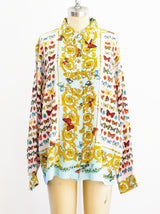 Butterfly Scarf Print Silk Shirt Top arcadeshops.com