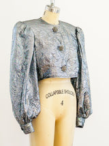Silver Lame Wrinkle Texture Jacket Jacket arcadeshops.com