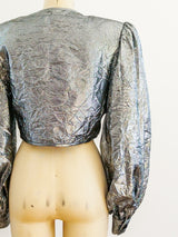 Silver Lame Wrinkle Texture Jacket Jacket arcadeshops.com