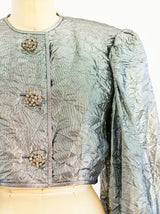Silver Lame Wrinkle Texture Jacket Jacket arcadeshops.com