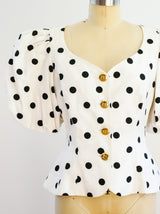 Polka Dot Puff Sleeve Jacket Jacket arcadeshops.com