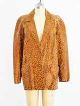 Leopard Print Suede Blazer Jacket arcadeshops.com