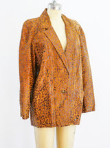 Leopard Print Suede Blazer Jacket arcadeshops.com