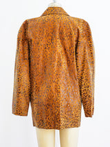 Leopard Print Suede Blazer Jacket arcadeshops.com