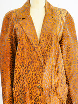 Leopard Print Suede Blazer Jacket arcadeshops.com