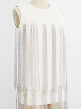 Waterfall Beaded White Mini Dress arcadeshops.com