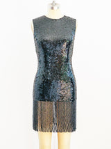 Black Sequin Fringed Mini Dress arcadeshops.com