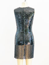 Black Sequin Fringed Mini Dress arcadeshops.com