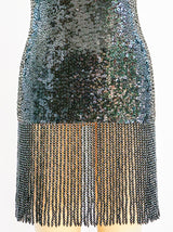 Black Sequin Fringed Mini Dress arcadeshops.com