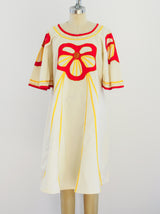 Flower Applique Cotton Caftan Dress arcadeshops.com