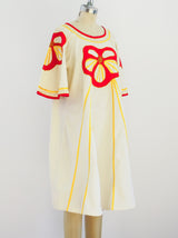 Flower Applique Cotton Caftan Dress arcadeshops.com