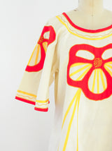 Flower Applique Cotton Caftan Dress arcadeshops.com