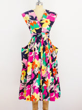 Victor Costa Floral Cotton Wrap Jumper Dress arcadeshops.com