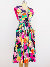 Victor Costa Floral Cotton Wrap Jumper Dress arcadeshops.com