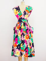 Victor Costa Floral Cotton Wrap Jumper Dress arcadeshops.com