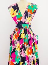 Victor Costa Floral Cotton Wrap Jumper Dress arcadeshops.com