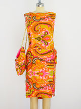 1960's Paisley Mini Dress with Matching Bag Dress arcadeshops.com