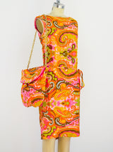 1960's Paisley Mini Dress with Matching Bag Dress arcadeshops.com