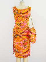 1960's Paisley Mini Dress with Matching Bag Dress arcadeshops.com