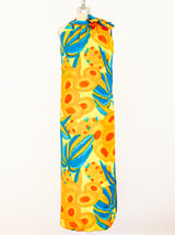 1960's Tropical Floral Sleeveless Maxi Dress Dress arcadeshops.com
