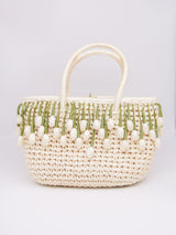 1960's Raffia Bag with Flower Fringe Accessory arcadeshops.com