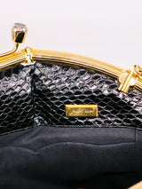 Judith Leiber Black Snakeskin Convertible Clutch Accessory arcadeshops.com