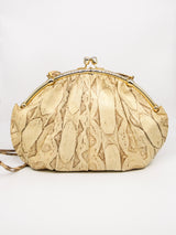 Judith Leiber Gold Snakeskin Convertible Clutch Accessory arcadeshops.com