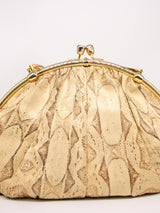 Judith Leiber Gold Snakeskin Convertible Clutch Accessory arcadeshops.com