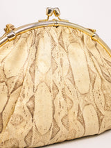 Judith Leiber Gold Snakeskin Convertible Clutch Accessory arcadeshops.com