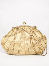 Judith Leiber Gold Snakeskin Convertible Clutch Accessory arcadeshops.com