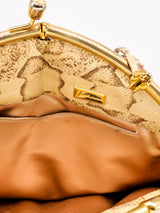 Judith Leiber Gold Snakeskin Convertible Clutch Accessory arcadeshops.com