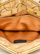 Judith Leiber Gold Snakeskin Convertible Clutch Accessory arcadeshops.com