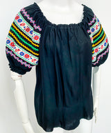 Black Peasant Top with Embellished Sleeves Skirt arcadeshops.com