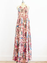 Bird Print Red Sleeveless Caftan Dress arcadeshops.com