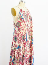 Bird Print Red Sleeveless Caftan Dress arcadeshops.com