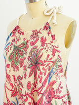 Bird Print Red Sleeveless Caftan Dress arcadeshops.com