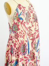 Bird Print Red Sleeveless Caftan Dress arcadeshops.com